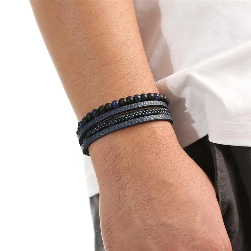 Pulseira de couro de alta qualidade para homens Moda clássica Olho de tigre, Estilo Punk Jiayiqi