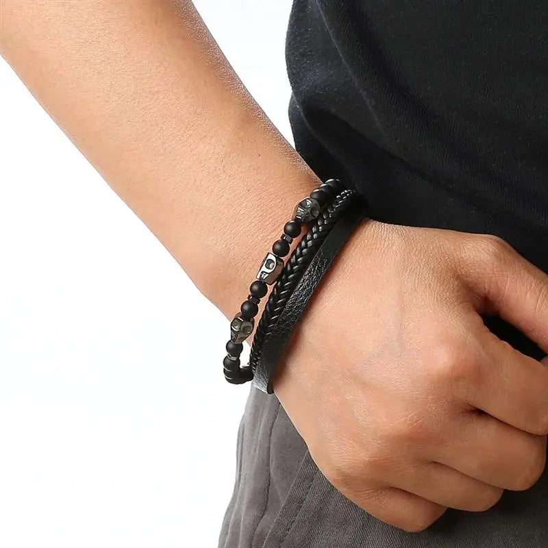 Pulseira de couro de alta qualidade para homens Moda clássica Olho de tigre, Estilo Punk Jiayiqi